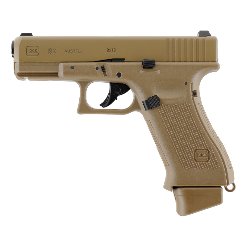 PIST GLOCK 19X BBS 6MM CO2 - COULEUR COYOTE -1.6J